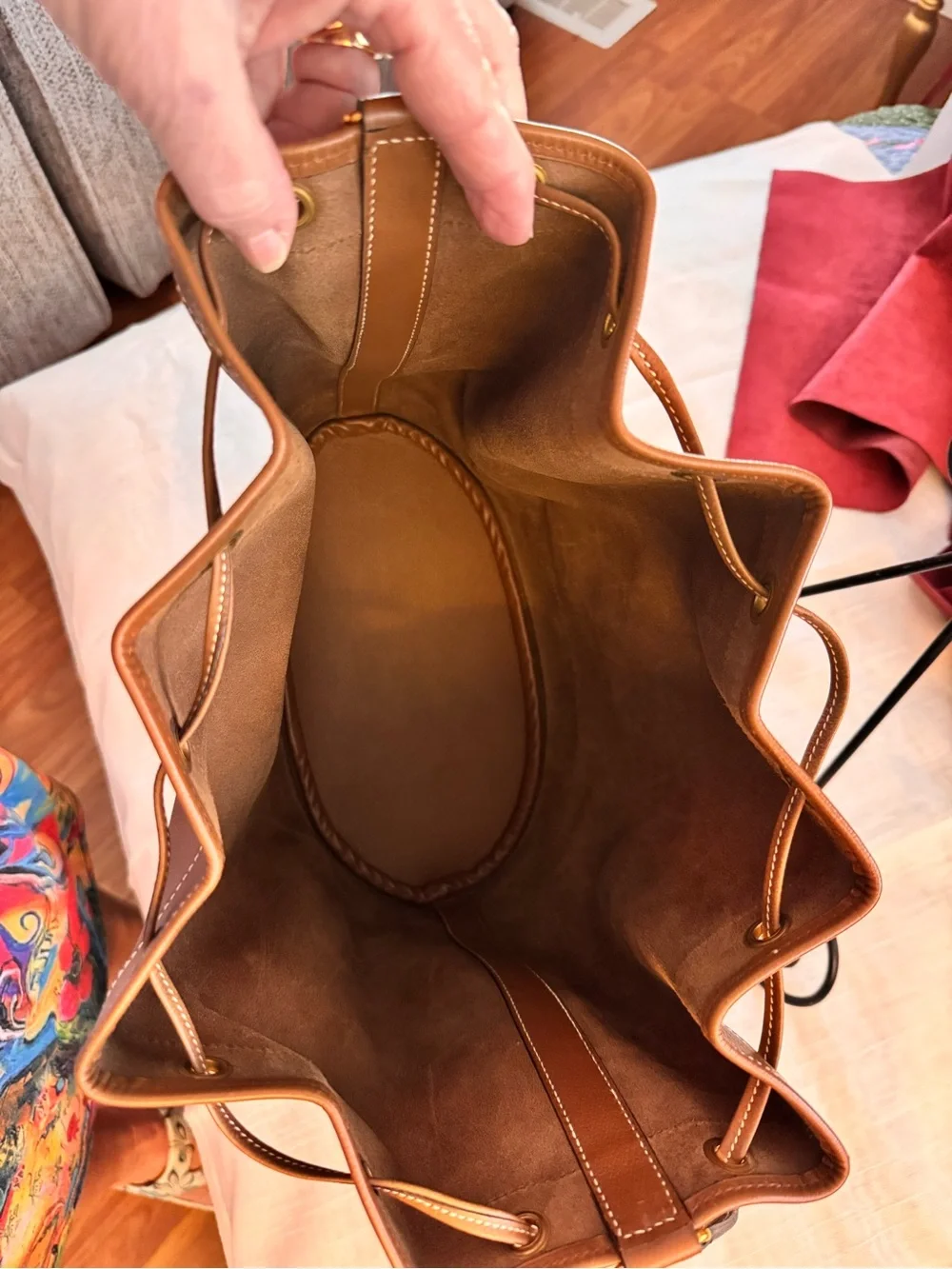 Hermes Brown Leather Drawstring Bucket Handbag - Courchevel